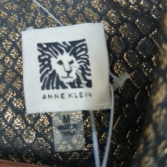 Anne Klein Womens Blazer Jacket Gold Black Snake Print Metallic Textured Size M - Picture 9 of 11